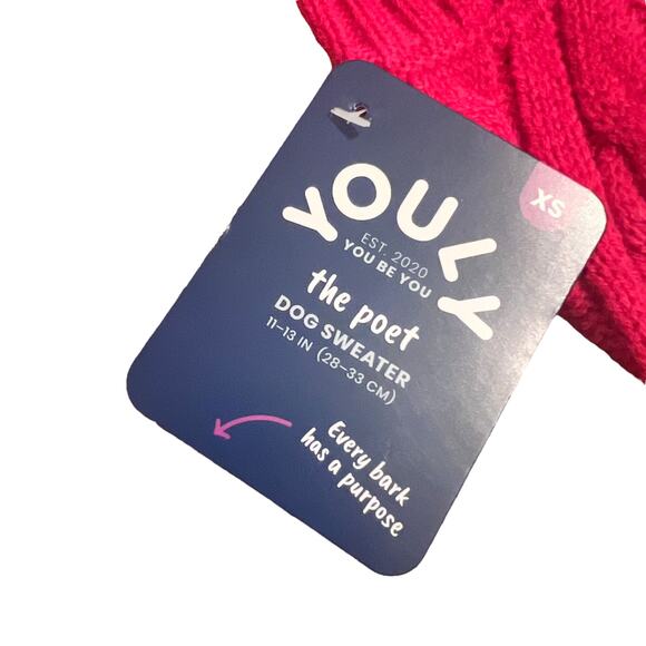 Youly The Poet Pink Mixed Cable-Knit Dog Sweater Size XS New With Tags - Picture 3 of 4
